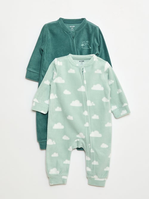 Conjunto de 2 pijamas macacão em polar - 2 peças - Kiabi