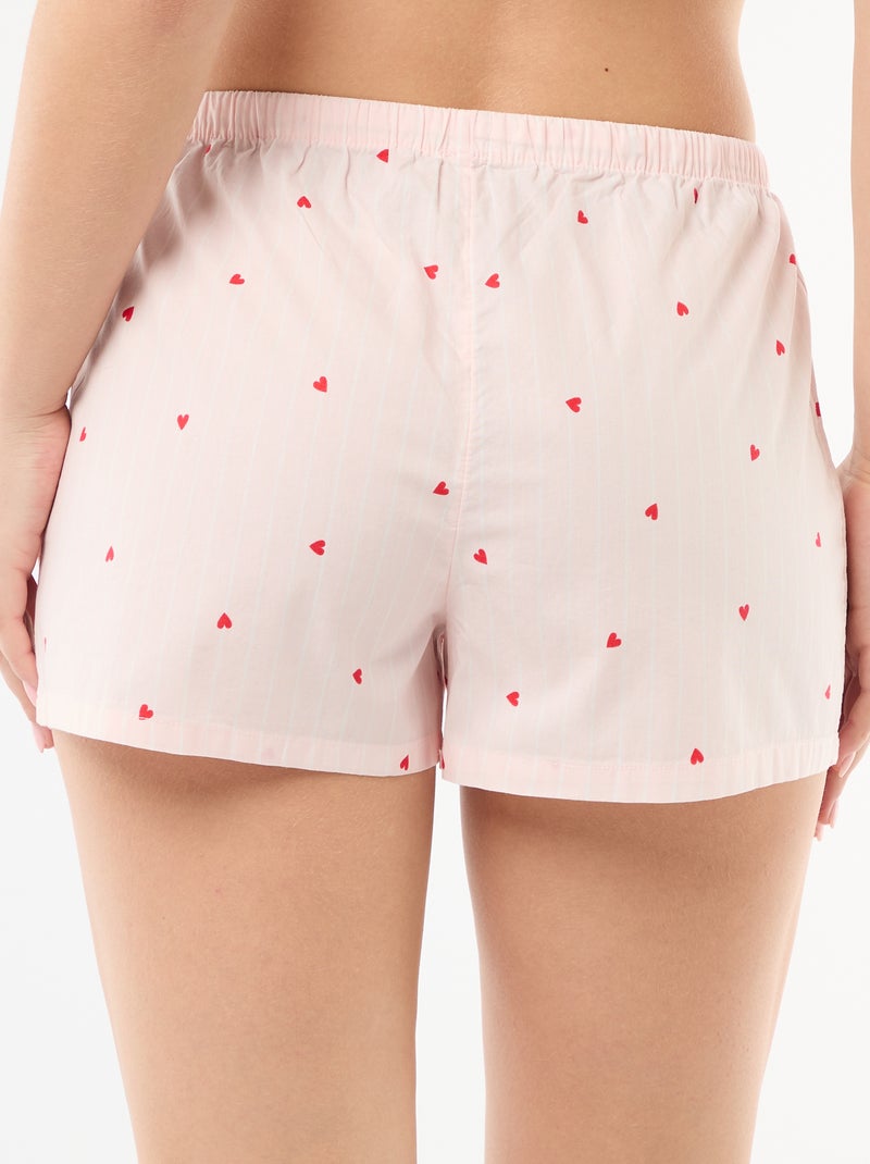 Conjunto de 2 shorts de popelina com cordão de algodão Rosa - Kiabi
