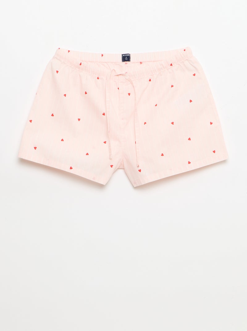 Conjunto de 2 shorts de popelina com cordão de algodão Rosa - Kiabi