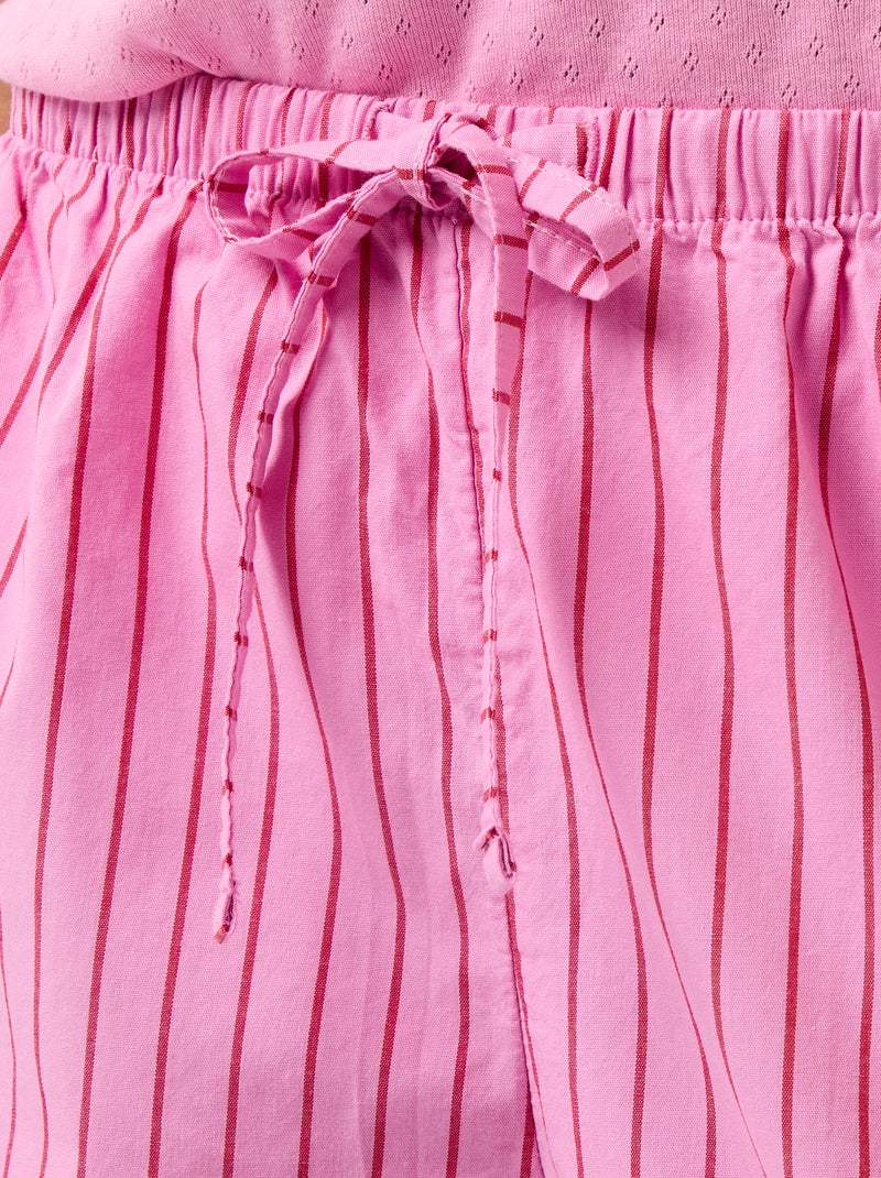 Conjunto de 2 shorts de popelina com cordão de algodão Rosa - Kiabi