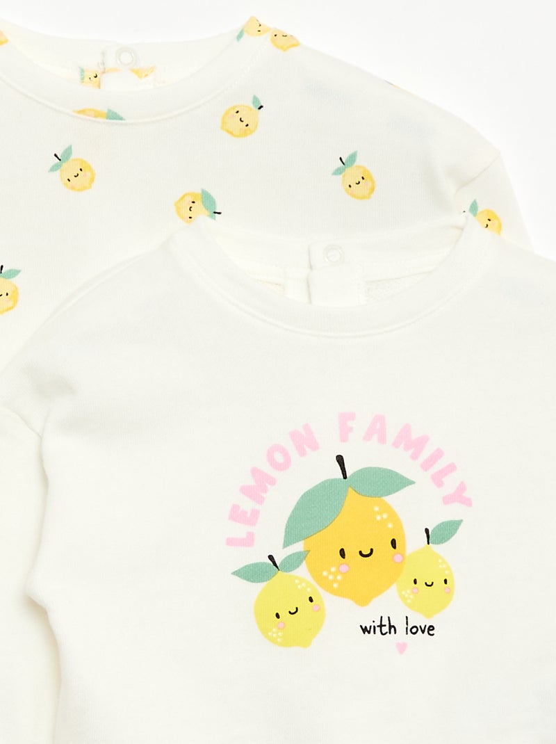 Conjunto de 2 sweatshirts em moletom leve (French Terry) - 2 peças Branco - Kiabi