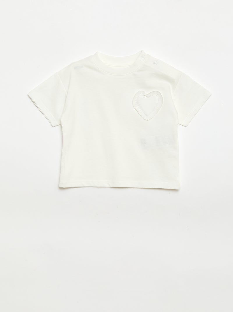 Conjunto de 2 T-shirts com detalhe no peito Bege - Kiabi