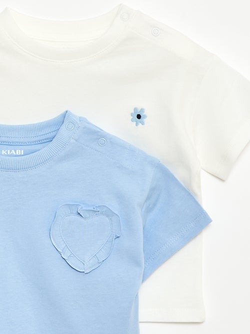 Conjunto de 2 T-shirts com detalhe no peito - Kiabi
