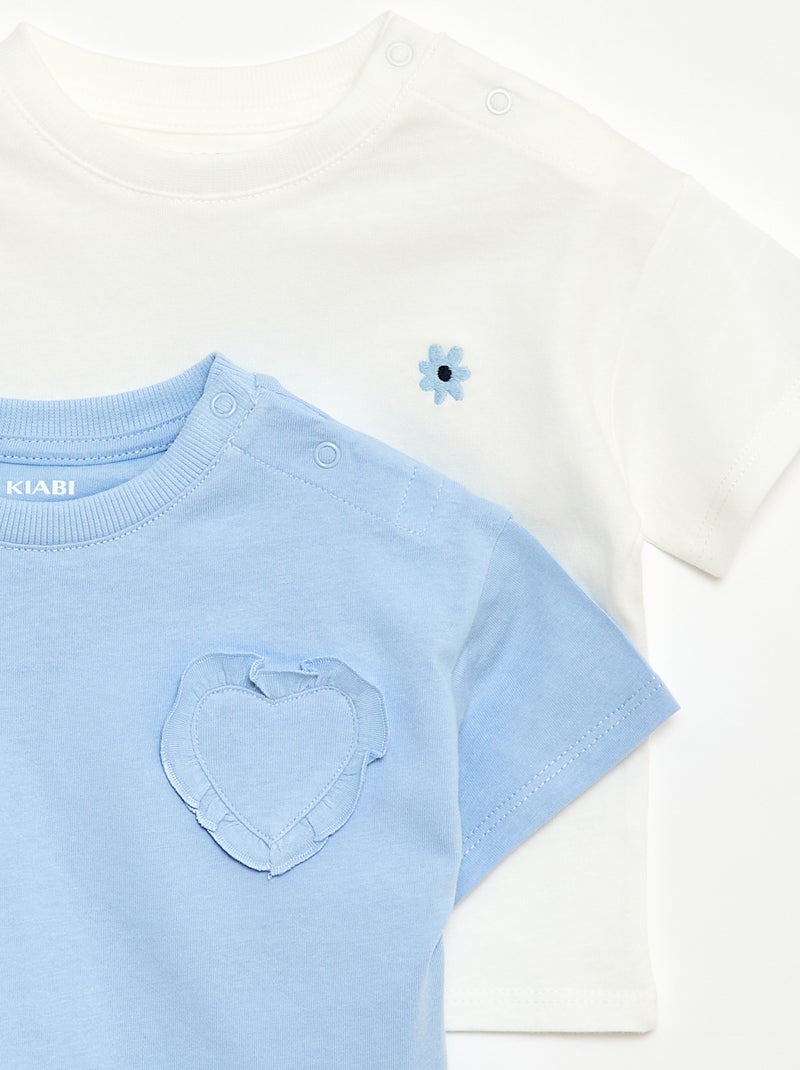 Conjunto de 2 T-shirts com detalhe no peito Branco - Kiabi