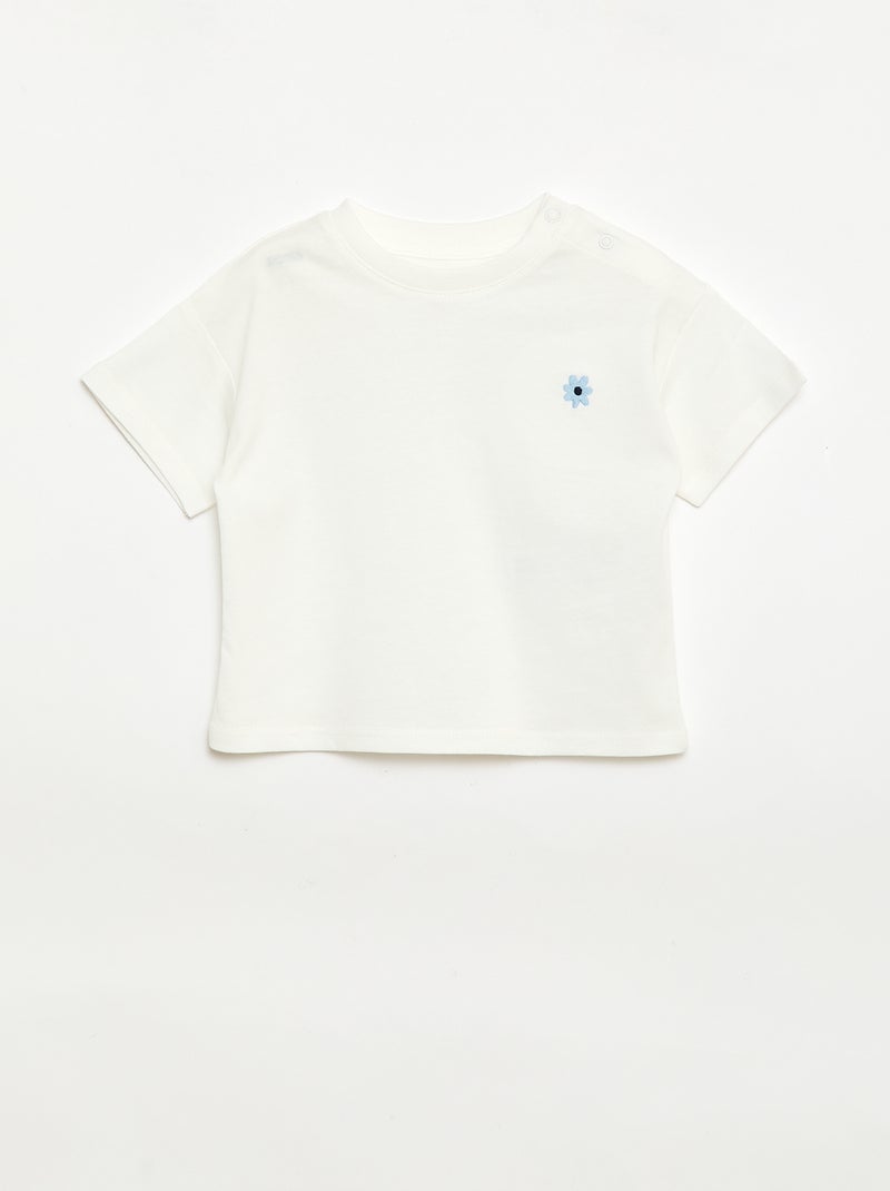 Conjunto de 2 T-shirts com detalhe no peito Branco - Kiabi