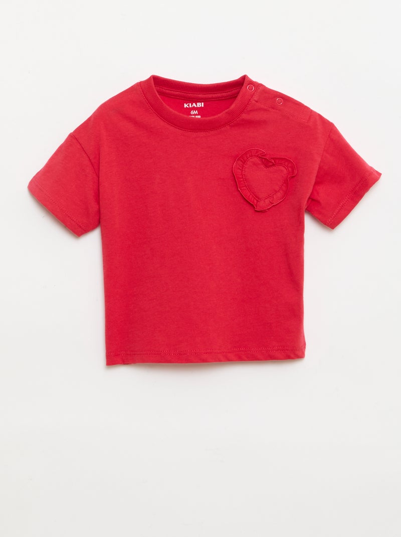 Conjunto de 2 T-shirts com detalhe no peito Rosa - Kiabi