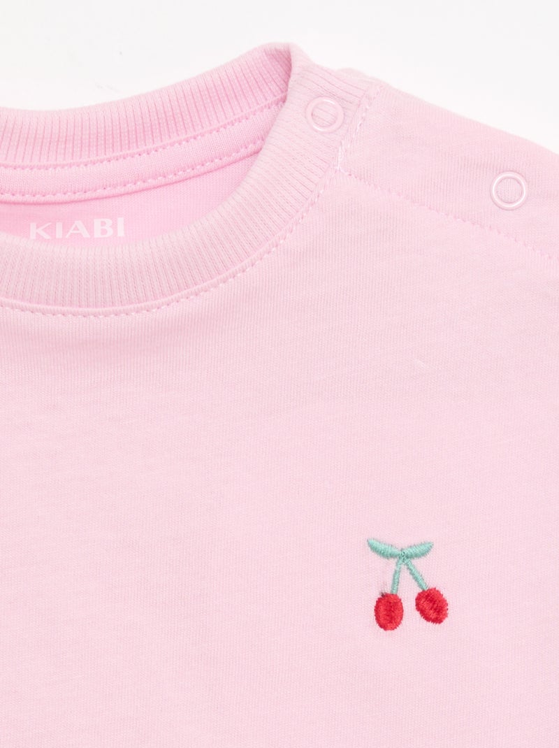 Conjunto de 2 T-shirts com detalhe no peito Rosa - Kiabi