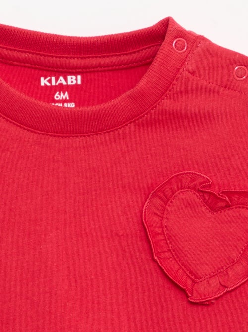 Conjunto de 2 T-shirts com detalhe no peito - Kiabi