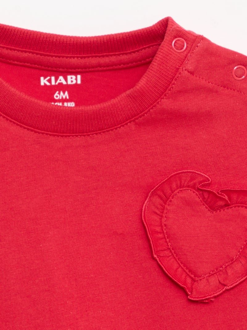 Conjunto de 2 T-shirts com detalhe no peito Rosa - Kiabi