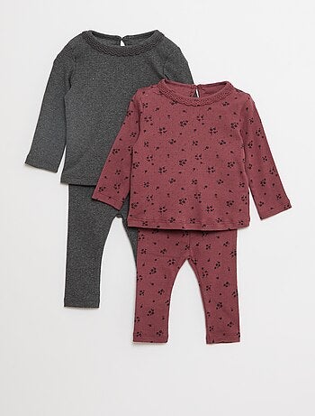 Conjunto de 2 t-shirts + leggings - 2 peças