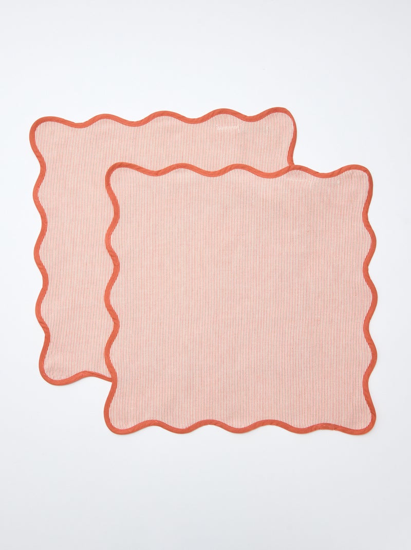Conjunto de 2 toalhas às riscas (40x40cm) Laranja - Kiabi