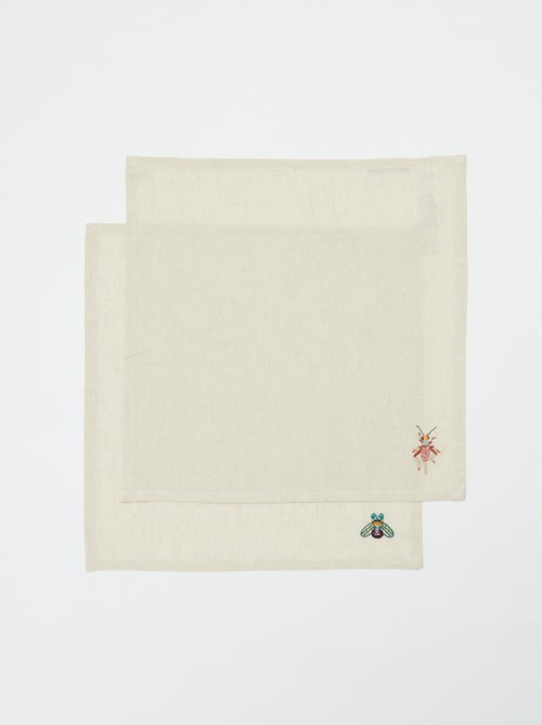 Conjunto de 2 toalhas bordadas (40x40 cm) - Kiabi Home - Kiabi