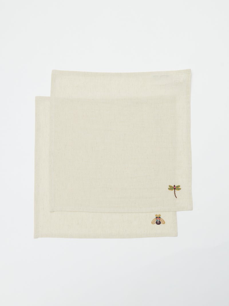 Conjunto de 2 toalhas bordadas (40x40 cm) - Kiabi Home BEGE - Kiabi