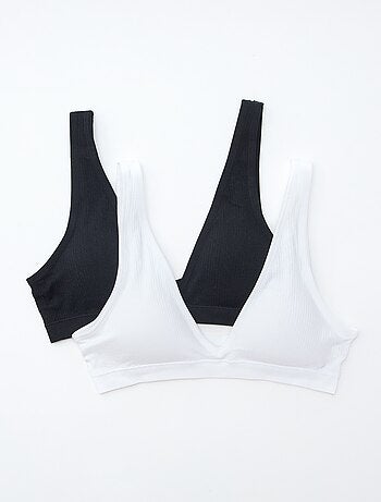 Conjunto de 2 tops sem costuras com textura canelada
