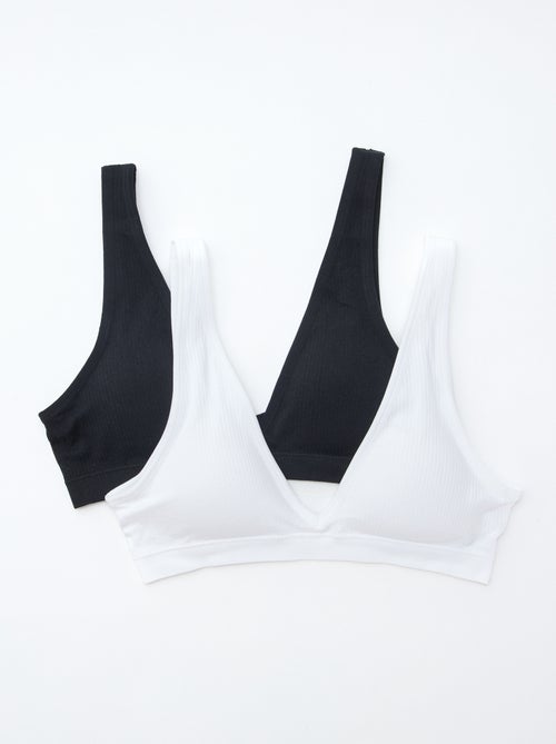 Conjunto de 2 tops sem costuras com textura canelada - Kiabi