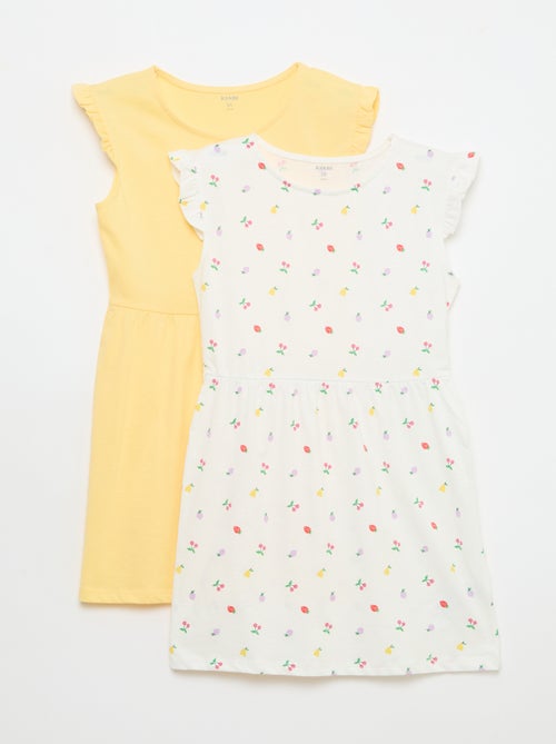 Conjunto de 2 vestidos de jersey sem mangas com folhos - Kiabi