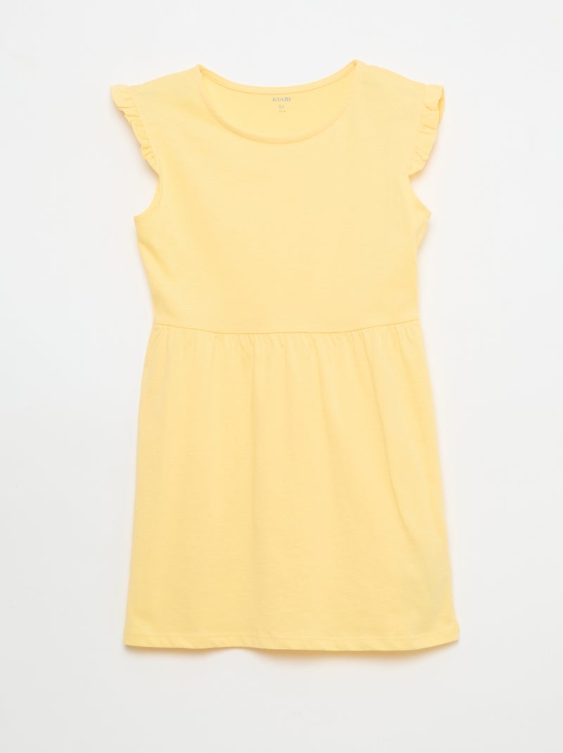 Conjunto de 2 vestidos de jersey sem mangas com folhos Amarelo - Kiabi