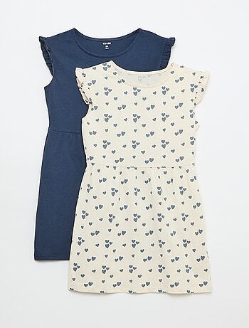 Conjunto de 2 vestidos de jersey sem mangas com folhos