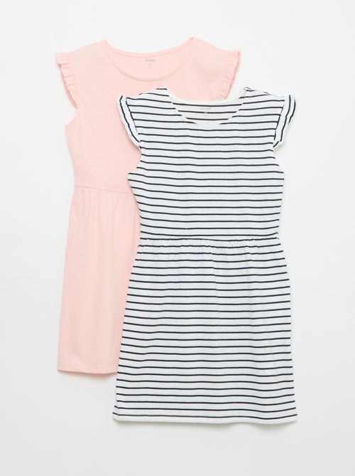 Conjunto de 2 vestidos de jersey sem mangas com folhos - Kiabi