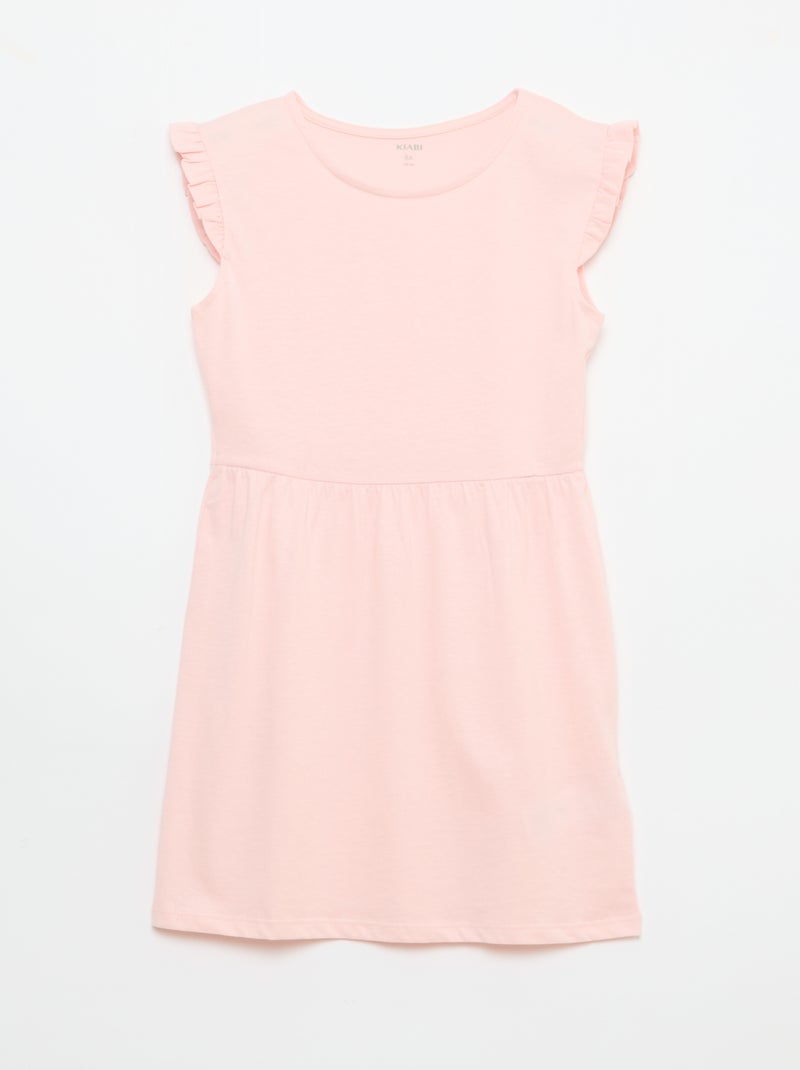 Conjunto de 2 vestidos de jersey sem mangas com folhos Rosa - Kiabi