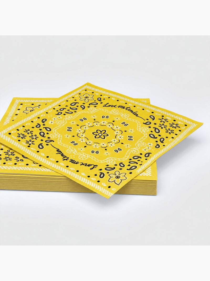 Conjunto de 20 toalhas de papel em formato de bandana Amarelo - Kiabi