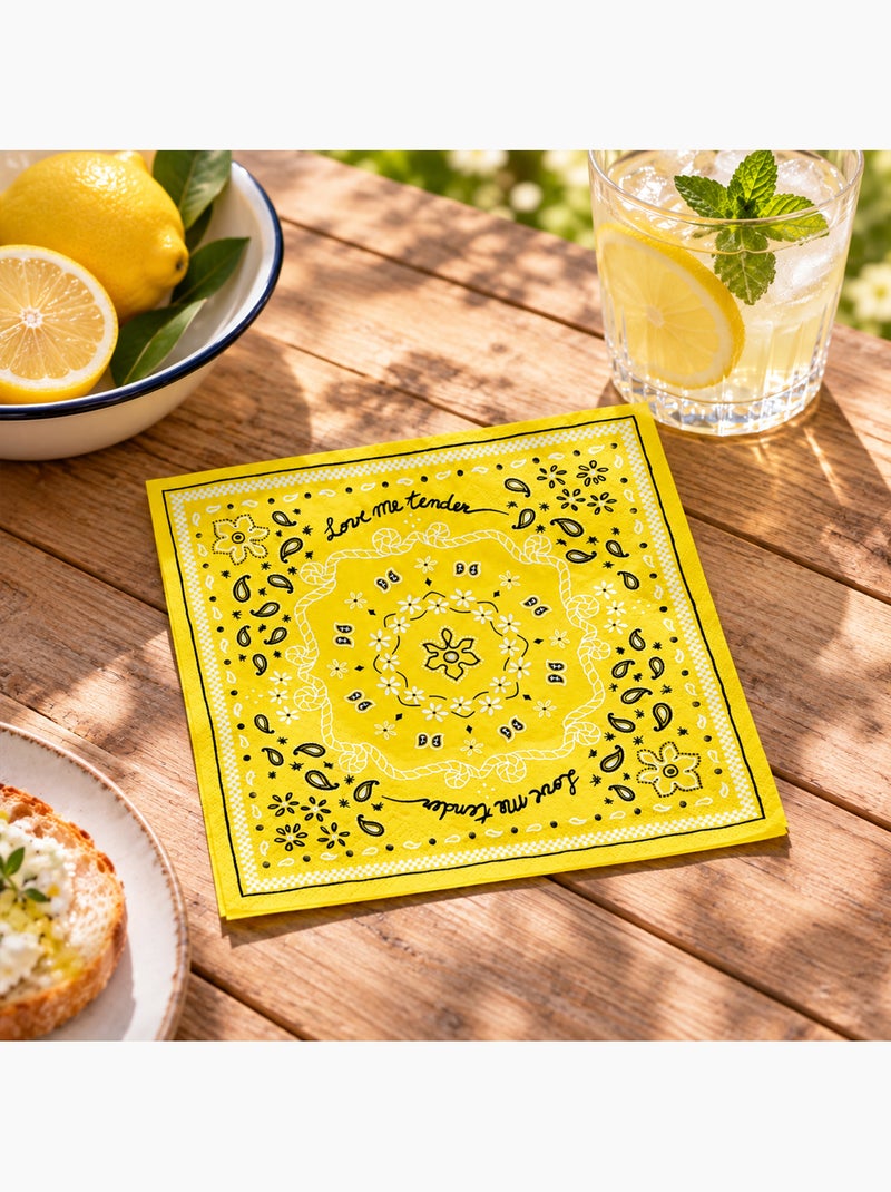 Conjunto de 20 toalhas de papel em formato de bandana Amarelo - Kiabi