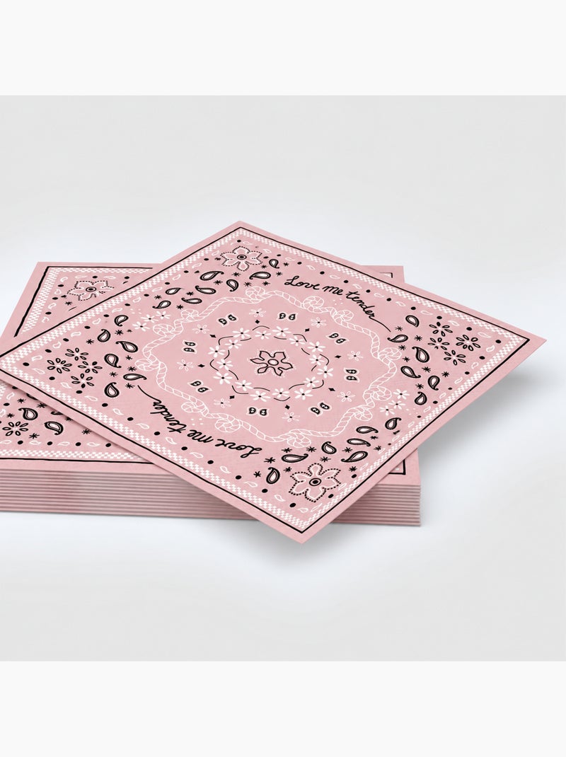 Conjunto de 20 toalhas de papel em formato de bandana Rosa - Kiabi