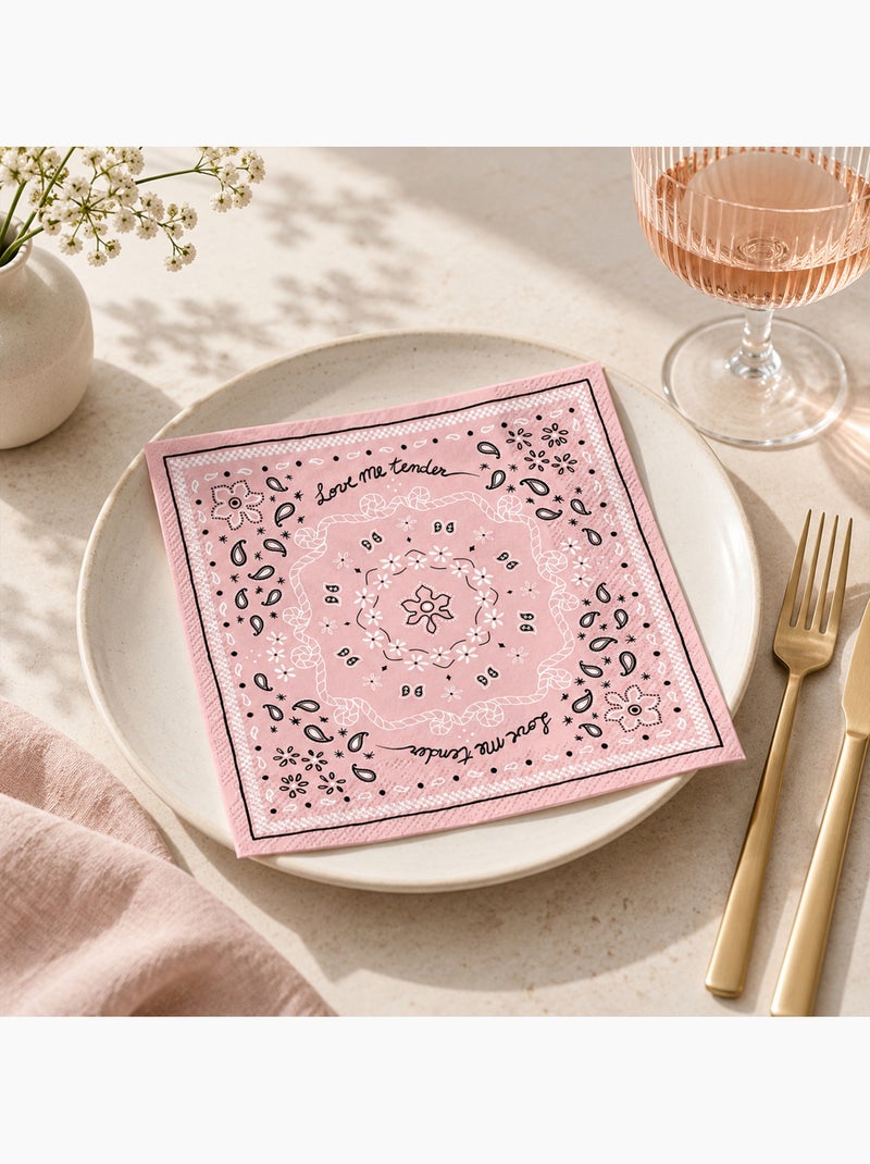 Conjunto de 20 toalhas de papel em formato de bandana Rosa - Kiabi