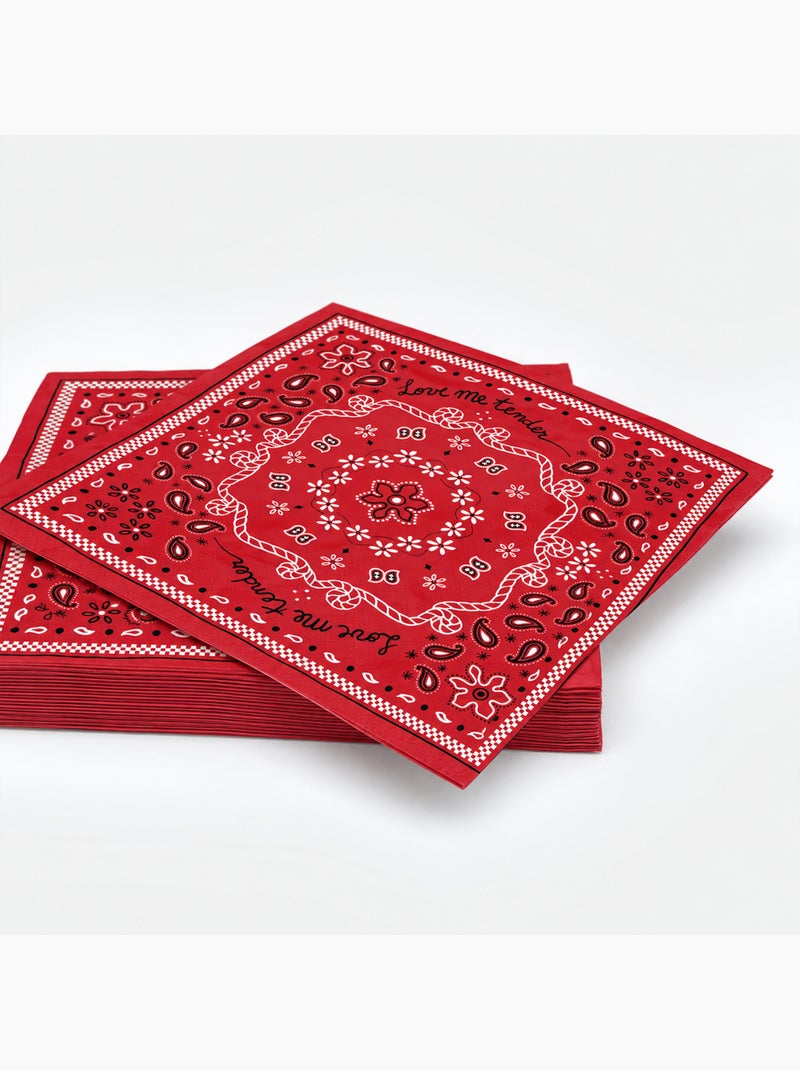 Conjunto de 20 toalhas de papel em formato de bandana Vermelho - Kiabi