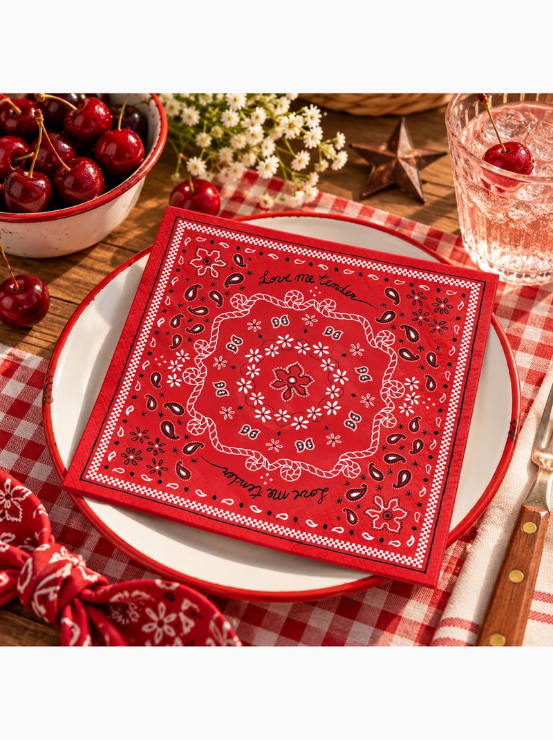 Conjunto de 20 toalhas de papel em formato de bandana Vermelho - Kiabi
