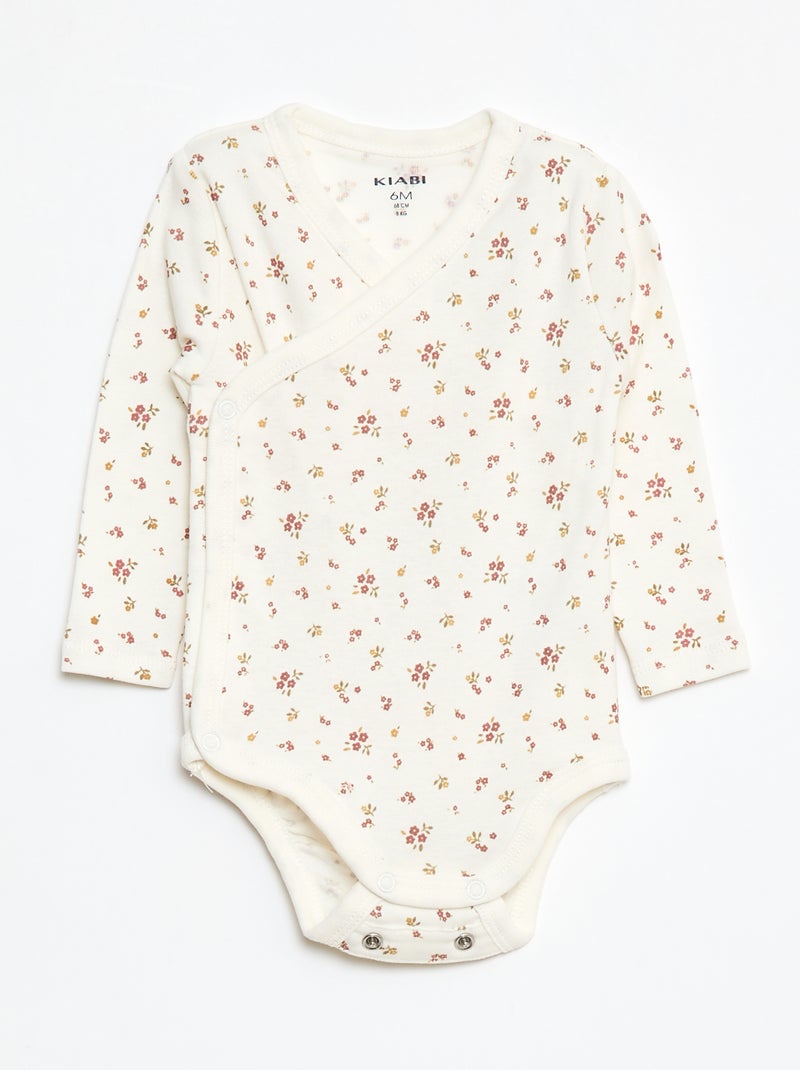 Conjunto de 3 bodies de manga comprida com abertura com botões de pressão Rosa - Kiabi