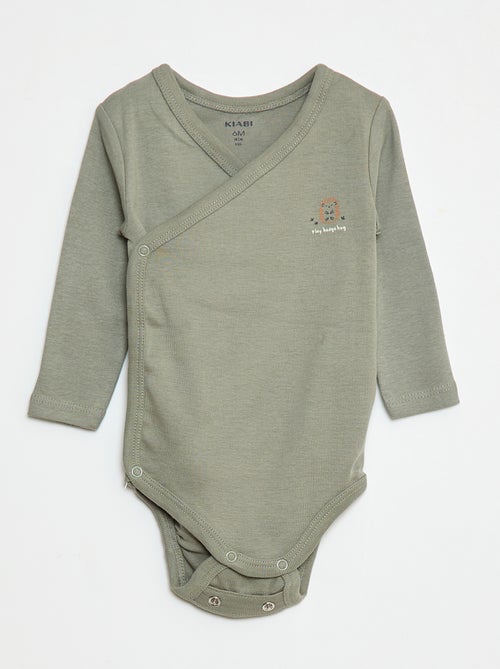 Conjunto de 3 bodies de manga comprida com abertura com botões de pressão - Kiabi
