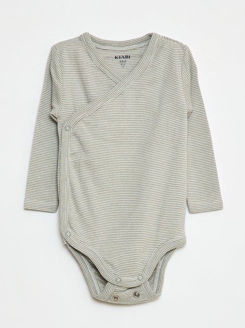 Conjunto de 3 bodies de manga comprida com abertura com botões de pressão - Kiabi