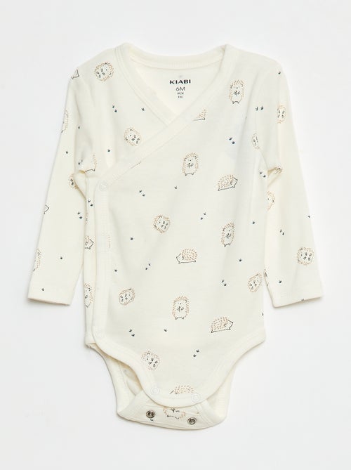 Conjunto de 3 bodies de manga comprida com abertura com botões de pressão - Kiabi