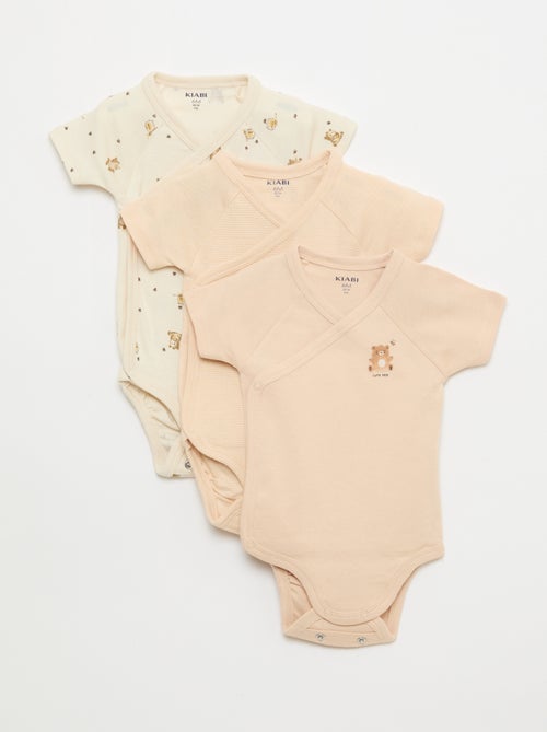 Conjunto de 3 bodies evolutivos de manga curta - Kiabi
