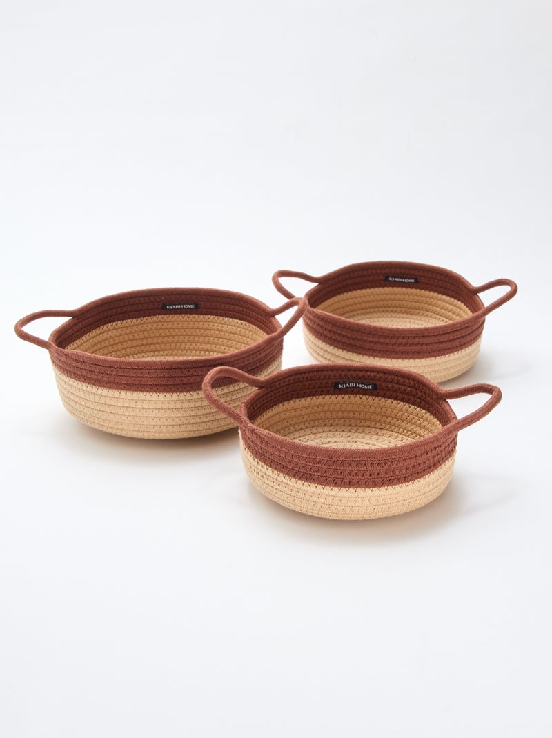 Conjunto de 3 cestos com corda Castanho - Kiabi
