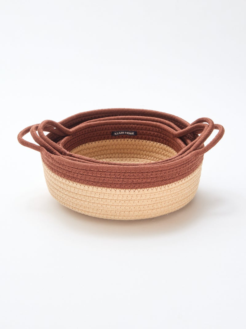 Conjunto de 3 cestos com corda Castanho - Kiabi