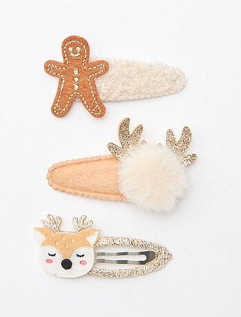 Conjunto de 3 ganchos de cabelo "clic clac" 'Natal'