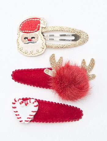 Conjunto de 3 ganchos de cabelo "clic clac" 'Natal'