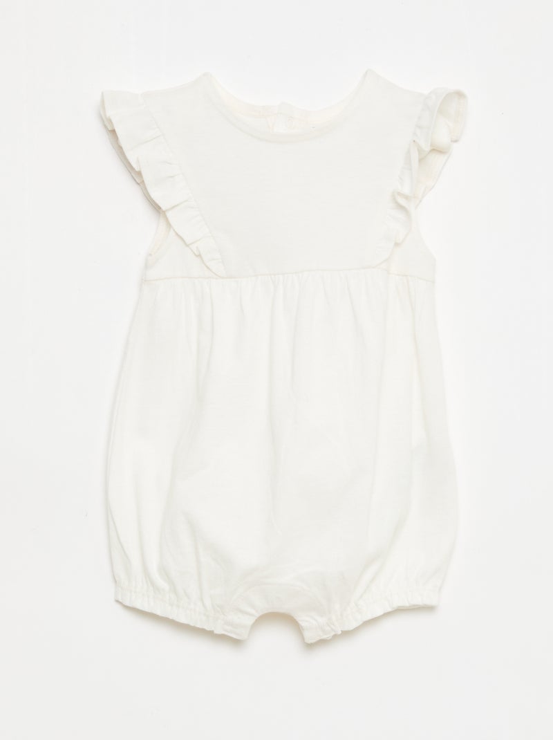 Conjunto de 3 macacões lisos com folhos Bege - Kiabi