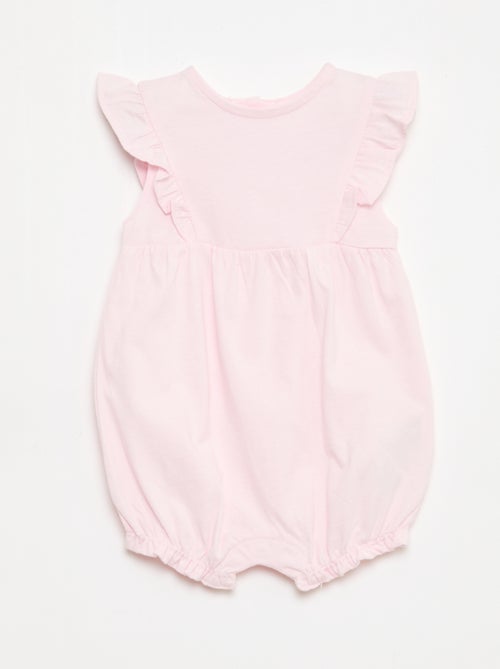 Conjunto de 3 macacões lisos com folhos - Kiabi