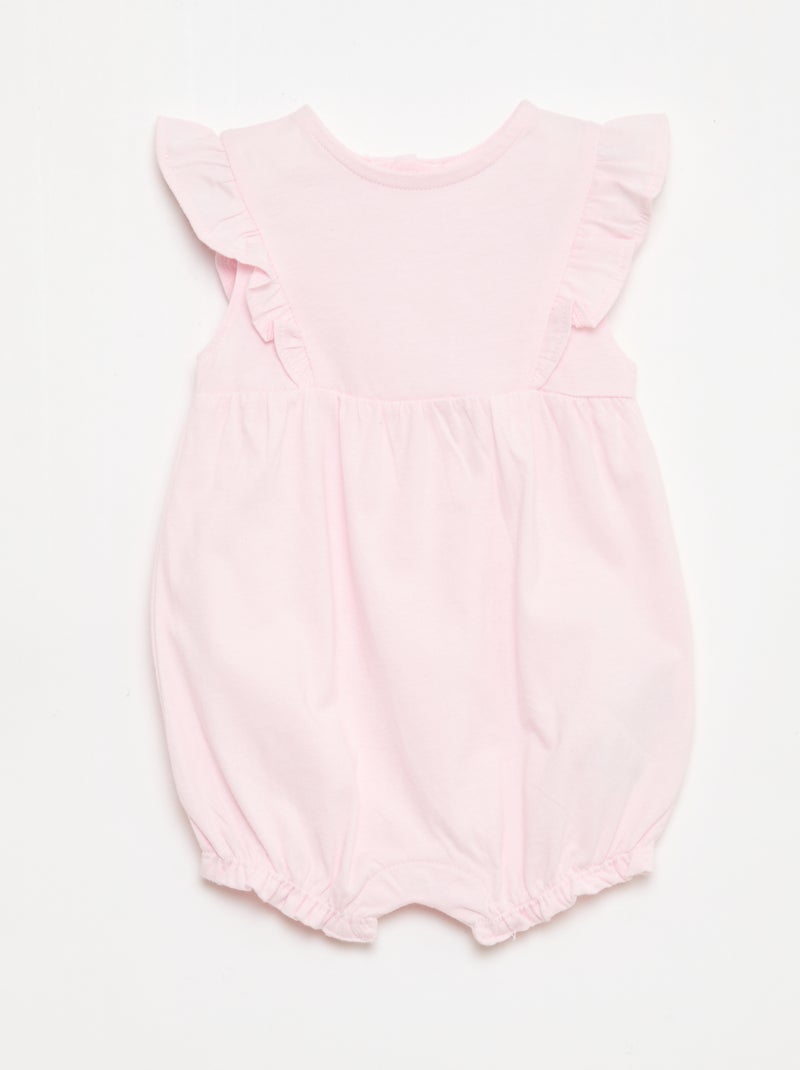 Conjunto de 3 macacões lisos com folhos Bege - Kiabi