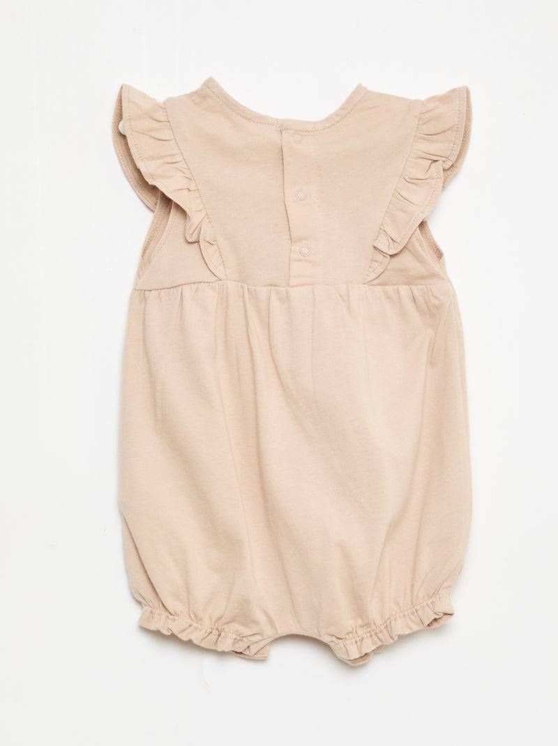 Conjunto de 3 macacões lisos com folhos Bege - Kiabi