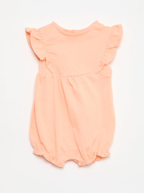 Conjunto de 3 macacões lisos com folhos - Kiabi