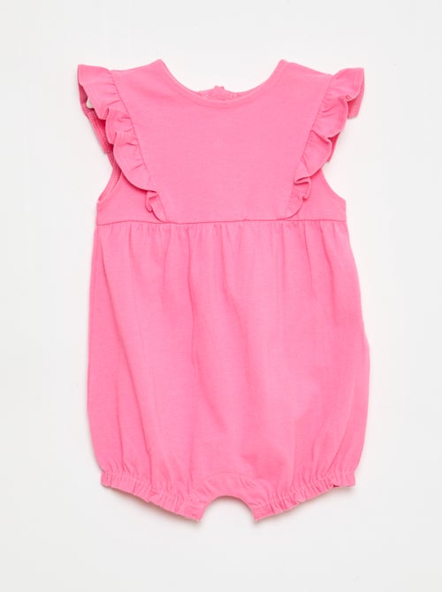 Conjunto de 3 macacões lisos com folhos - Kiabi