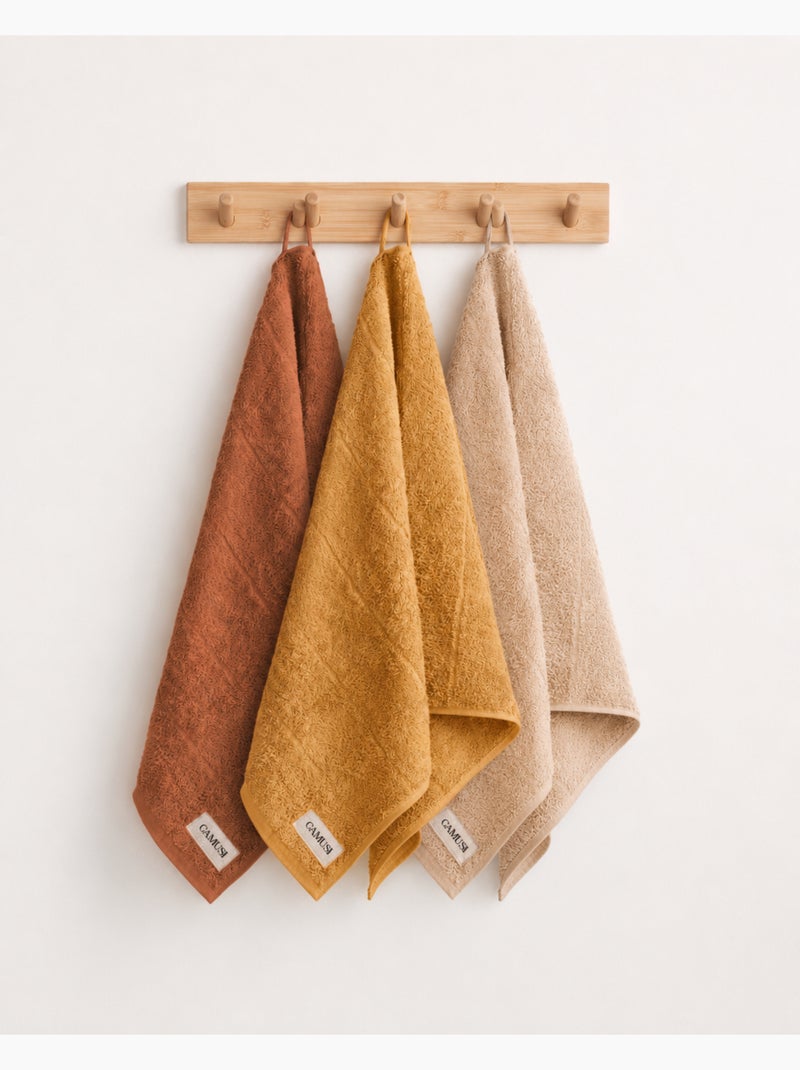 Conjunto de 3 panos de cozinha 100% algodão, cores sortidas, tecido turco - Gamusi. Vermelho tijolo - Kiabi