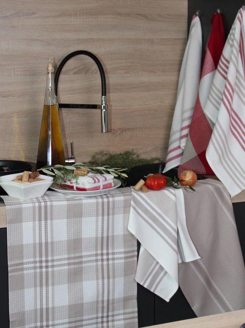 Conjunto de 3 panos de cozinha em algodão 50x70 cm Bege - Kiabi