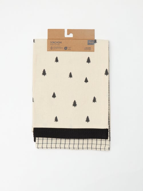 Conjunto de 3 panos de cozinha estampados de Natal em algodão 50x70 cm - Kiabi