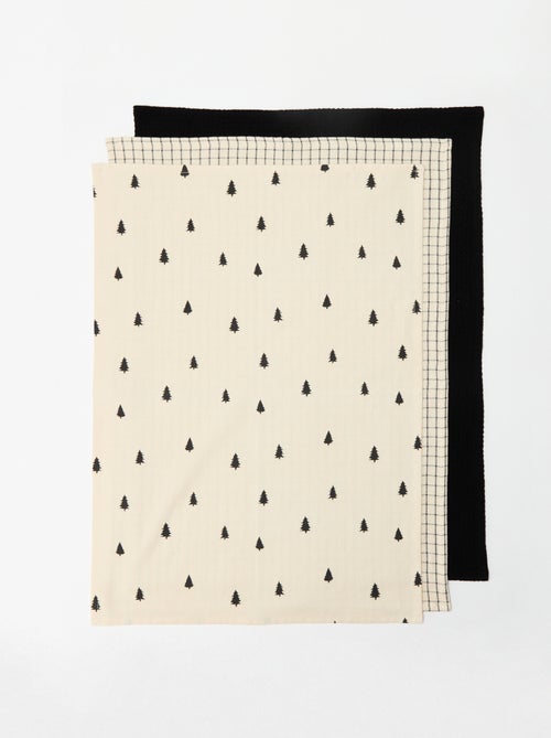 Conjunto de 3 panos de cozinha estampados de Natal em algodão 50x70 cm - Kiabi