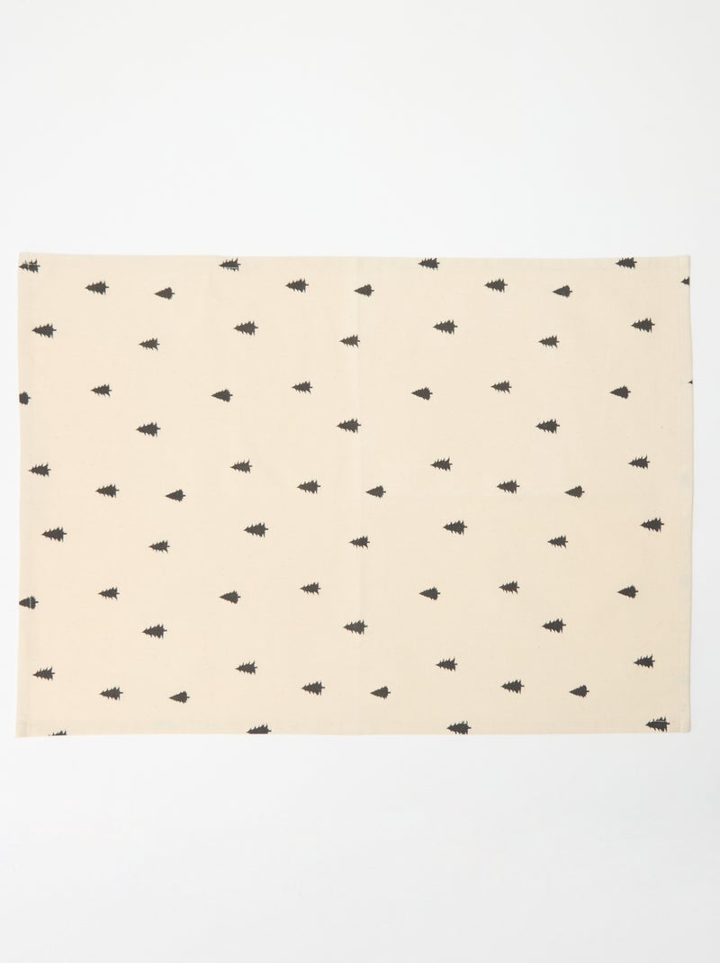 Conjunto de 3 panos de cozinha estampados de Natal em algodão 50x70 cm Preto - Kiabi